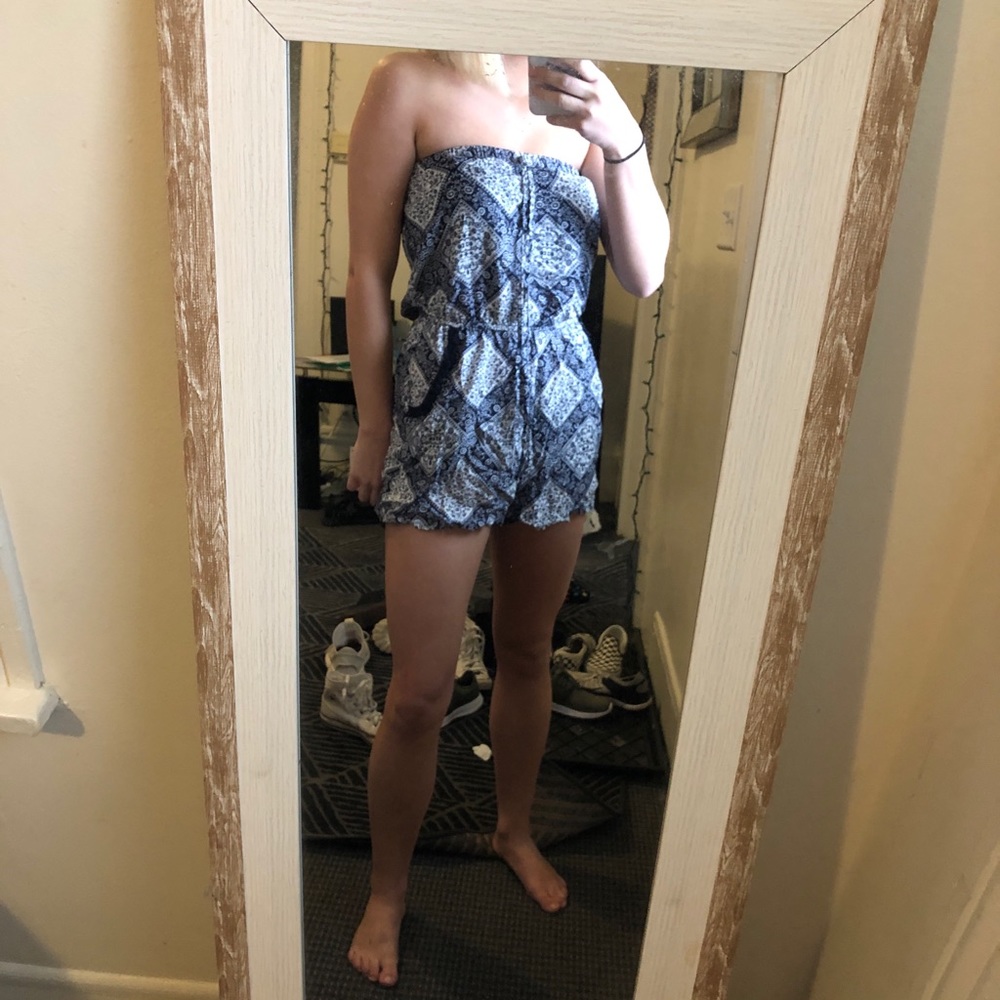 Strapless Blue Romper